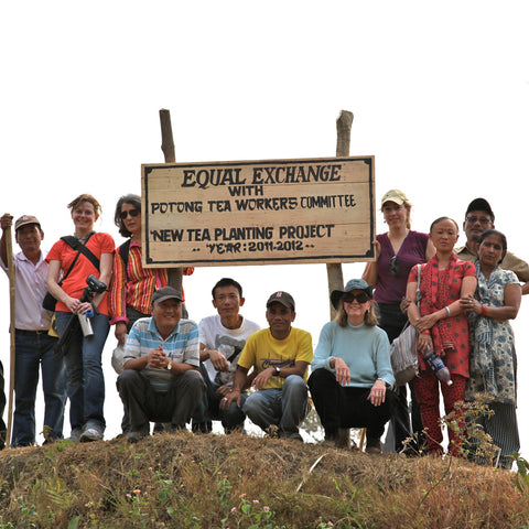 Group of tea farmers and Potong community members together with Equal Exchange staff on a visit to India