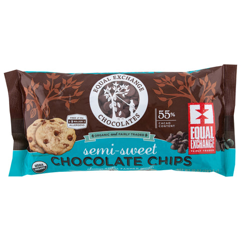 Bag of Equal Exchange Organic Semi-Sweet Chocolate Chips 55% cacao
