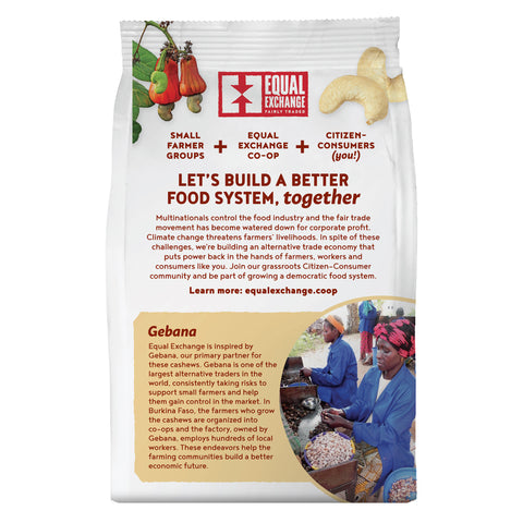Organic Natural Cashews bag, back
