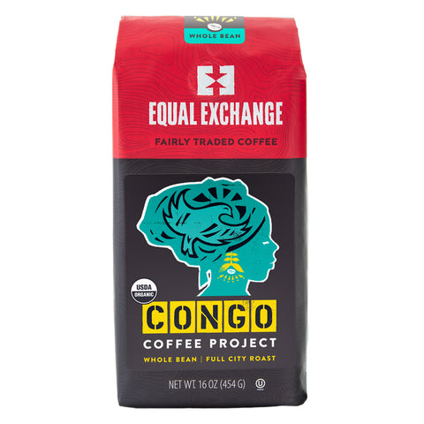 Organic Congo Coffee Project whole bean coffee bag, front