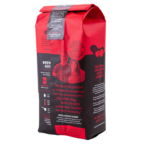Organic Sisters' Blend ground coffee bag, back