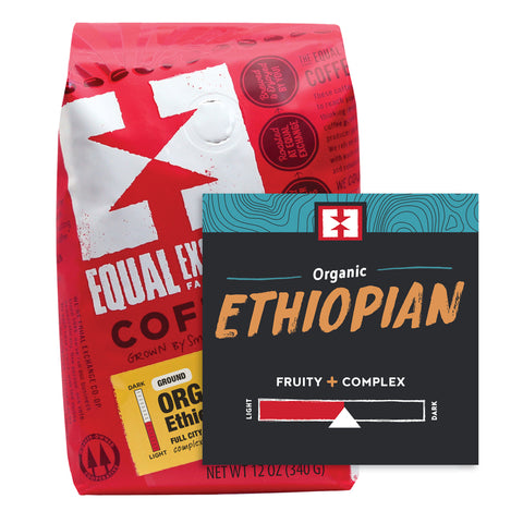 Organic Ethiopian coffee bag with bin card