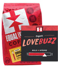Organic Love Buzz coffee bag with bin card
