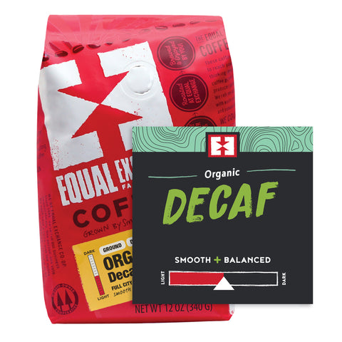Organic Decaf coffee bag with bin card