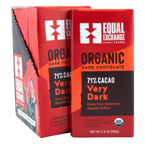 Case of 12 Equal Exchange Organic Very Dark Chocolate bars 71% cacao