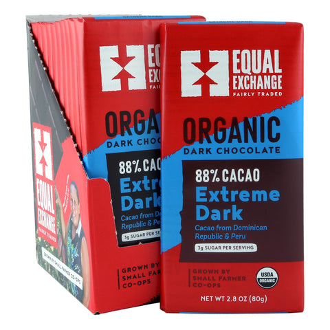 Case of 12 Equal Exchange Organic Extreme Dark Chocolate Bars 88% cacao