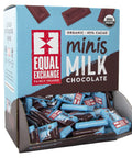 Open box of Equal Exchange Organic Milk Chocolate Minis 43% cacao