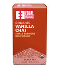 Box of Equal Exchange Organic Vanilla Chai Black Tea on a white background