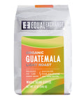 Coffee bag labeled 'Equal Exchange' with 'Guatemala Light Roast' on a white background