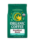 Green bag of Equal Exchange Everyday Organic Coffee Breakfast Blend ground