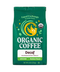 Green bag of Equal Exchange Everyday Organic Coffee Decaf ground
