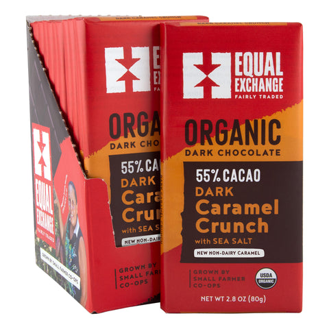 Case of 12 Equal Exchange Organic Dark Chocolate Caramel Crunch with Sea Salt bars 55% cacao