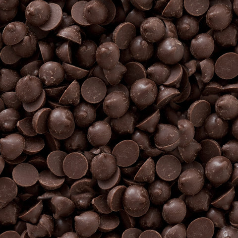 close up of Equal Exchange Bittersweet chocolate chips