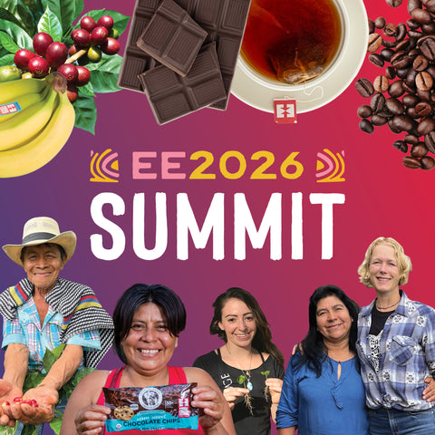 images of people, food, and coffee beans on a purple and red background the says EE 2026 Summit