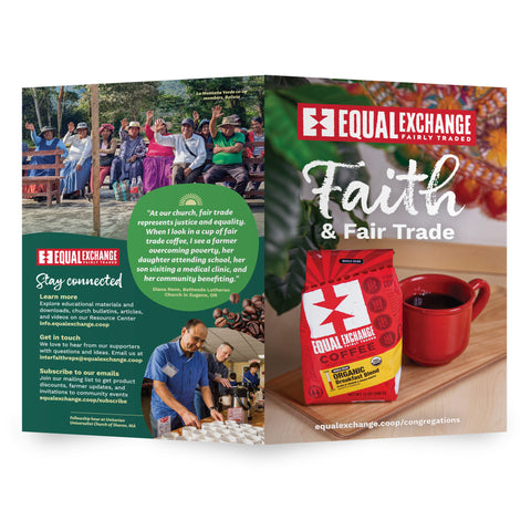 Unfolded brochure showing the front and back panels