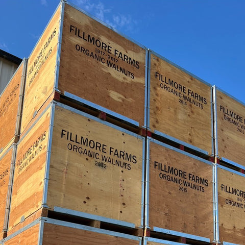 Walnut crates at Fillmore Farms