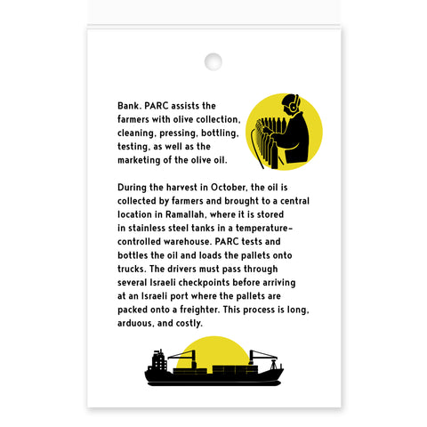 inside bottom panel of olive oil hang tag
