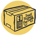 illustration of a cardboard case of products with 'Small Farmers Big Change' on the side