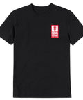 black t-shirt with Equal Exchange logo printed on chest front