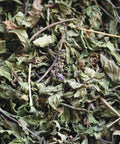 close up of dried spearmint leaves