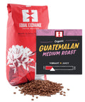 Organic Guatemalan Medium Roast bulk whole bean coffee bag with bin card