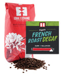 Organic French Roast Decaf bulk bag of whole bean coffee with bin card