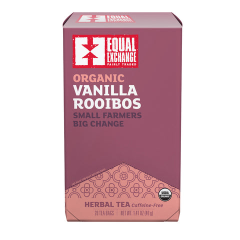 Box of Equal Exchange Organic Vanilla Rooibos tea with 20 tea bags
