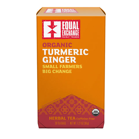 Box of Equal Exchange Organic Turmeric Ginger tea with 20 tea bags