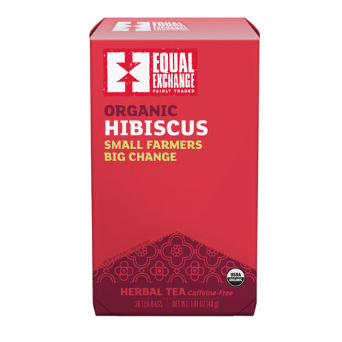 Box of Equal Exchange Organic Hibiscus tea with 20 tea bags