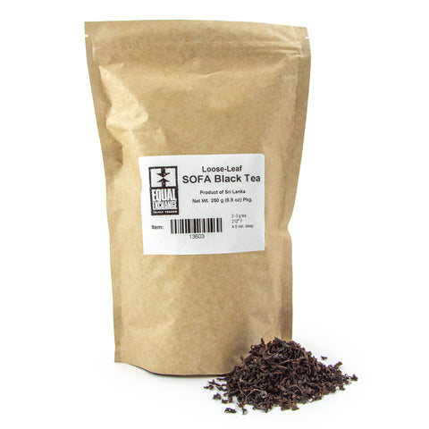 8.8oz  kraft resealable bag of Equal Exchange SOFA Black Loose Leaf Tea