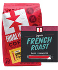 Organic French Roast coffee bag with bin card