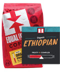Organic Ethiopian coffee bag with bin card