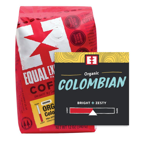 Organic Colombian coffee bag with bin card