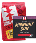 Organic Midnight Sun coffee bag with bin card