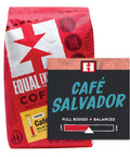 Cafe Salvador ground coffee bag with bin card