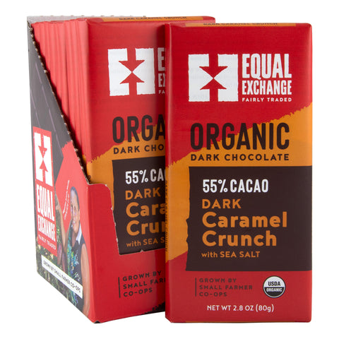 Case of 12 Equal Exchange Organic Dark Chocolate Caramel Crunch with Sea Salt bars 55% cacao