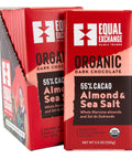 Case of 10 Equal Exchange Organic Dark Chocolate Almond and Sea Salt bars 55% cacao