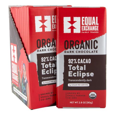 Case of 12 Equal Exchange Organic Total Eclipse Dark Chocolate bars 92% cacao