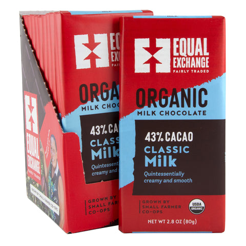 Case of 12 Equal Exchange Organic Classic Milk Chocolate bars 43% cacao