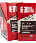 Case of 12 Equal Exchange Organic Chocolate with Coconut Milk bars 55% cacao