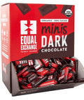 Open box of Equal Exchange Organic Dark Chocolate minis 55% cacao