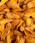Closeup of dried mango strips